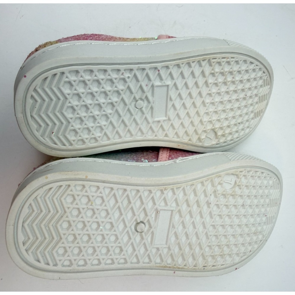 Unbranded Pink Rainbow Glitter Slip On Sneakers Toddler Sparkly | Girl's Size 7 - Picture 2 of 8